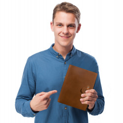 Personalized Leather Portfolio Engrave iPad Cover A4 Zipper leather Folder 3-ring binder Monogrammed Padfolio Christmas Gift