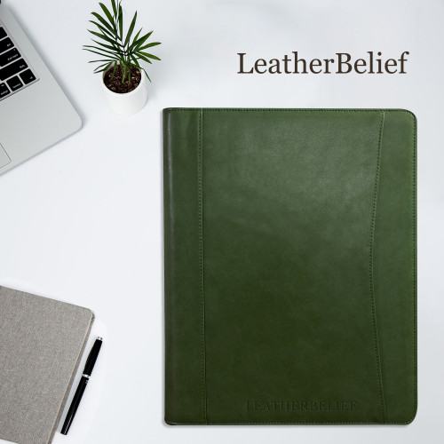 Engraved Business Leather Portfolio, A4 Notepad Holder, Personalized Padfolio Leather Folio Organizer,Unique Festive Gift