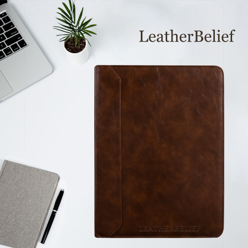 Personalized Leather Portfolio Engrave iPad Cover A4 Zipper leather Folder 3-ring binder Monogrammed Padfolio Christmas Gift