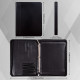 Custom Black Leather Portfolio 3-Ring Binder Padfolio Name&Logo Engraved A4 Document Folder Graduation Gift for Her