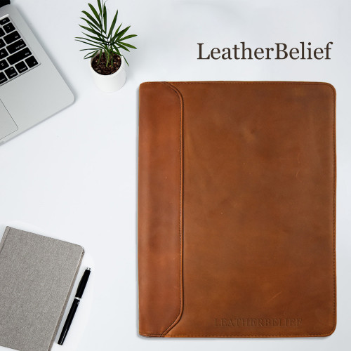 Personalized Business Leather Portfolio Holder A4 Document Organizer,3R Binder Portfolio Cover Best Corporate Gifts