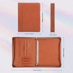 Custom Brown Leather Portfolio 3-Ring Binder Padfolio Name&Logo Engraved A4 Document Folder Graduation Gift for Her