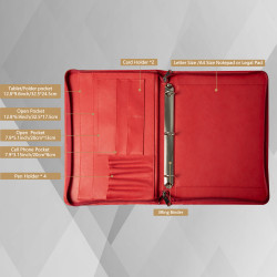 Custom Brown Leather Portfolio 3-Ring Binder Padfolio Name&Logo Engraved A4 Document Folder Graduation Gift for Her