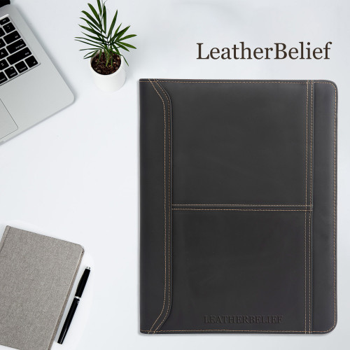 Personalized Leather Portfolio Custom Leather Padfolio A4 Zipper leather Folder Monogrammed Document Bag Christmas Gift