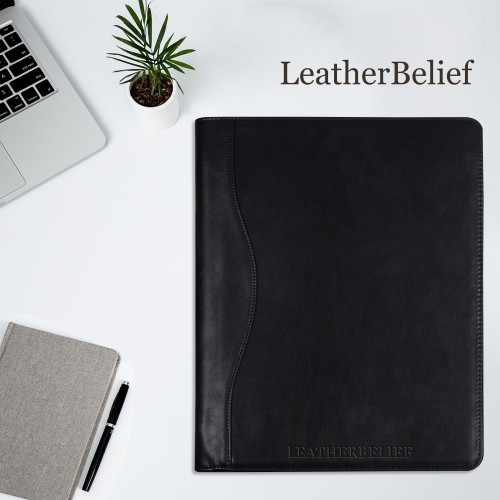 Engraved Business Leather Portfolio, A4 Notepad Holder, Personalized Padfolio Leather Folio Organizer,Unique Christmas Gift