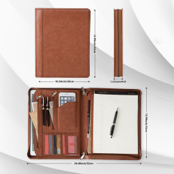 Engraved Business Leather Portfolio, A4 Notepad Holder, Personalized Padfolio Leather Folio Organizer Unique Christmas Gift