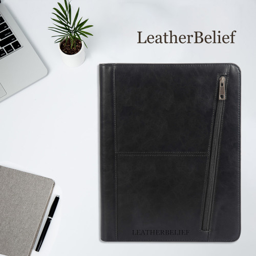 Engraved Business Leather Portfolio iPad Notepad Holder Personalized Padfolio Leather Folio Organizer Unique Christmas Gift