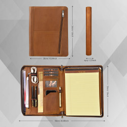 Personalized Leather Portfolio Padfolio Engrave iPad Cover A4 Zipper leather Folder Monogrammed Padfolio Christmas Gift