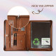 Personalized Leather Portfolio with Zipper Vegan Leather Padfolio with Handle A4 Notepad Holder iPad Case Corporate Gift