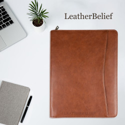 Personalized Leather Portfolio Custom Leather Padfolio A4 Zipper leather Folder Monogrammed Padfolio Christmas Gift