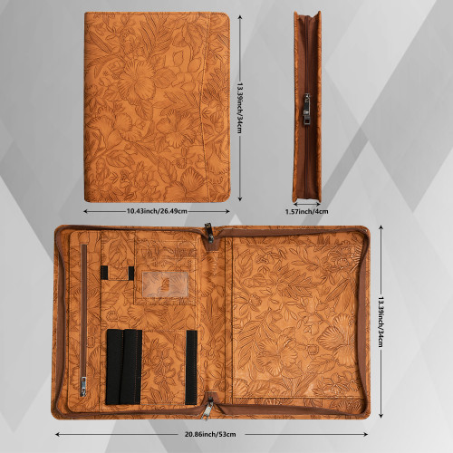 Personalized Leather Portfolio Custom Leather Padfolio A4 Zipper leather Folder Monogrammed Document Bag Christmas Gift