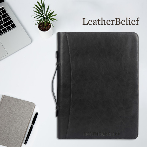 Personalized Leather Portfolio Padfolio Engrave iPad Cover A4 Zipper leather Folder Monogrammed Padfolio Christmas Gift