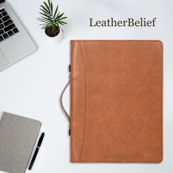 Personalized Leather Portfolio 3-Ring Binder Business Padfolio iPad Pro Cover,A4 Document Organizer Custom Gift