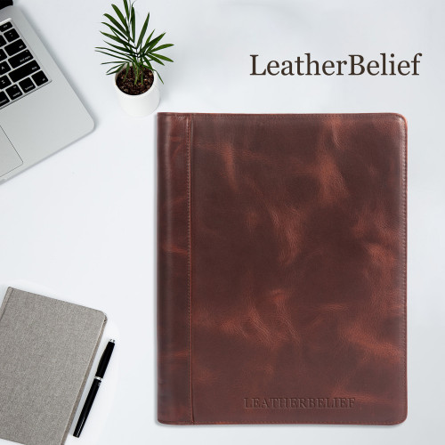 Personalized Leather Portfolio 3-Ring Binder Business Padfolio iPad Pro Holder A4 Document Organizer Custom Gifts